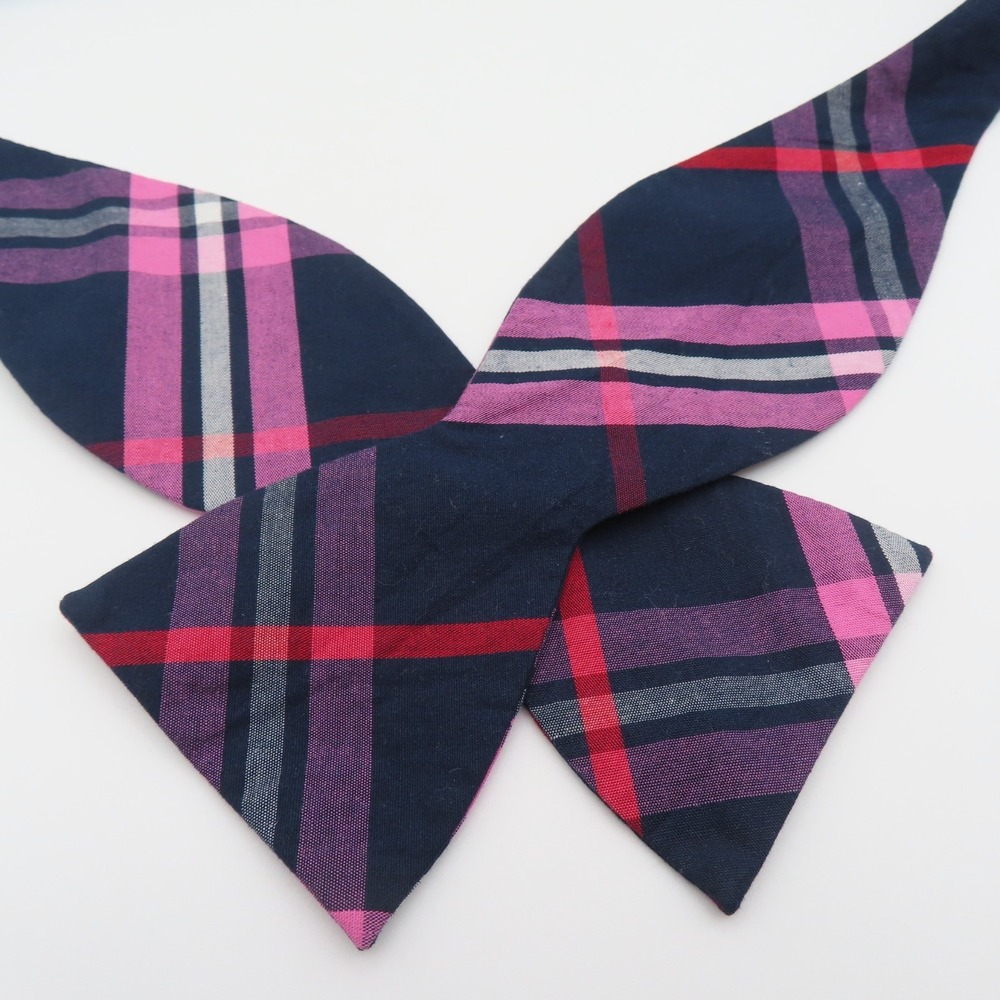 Beau Brummel Bow Tie Pink Blue Red Plaid 2.75" Wide Cotton